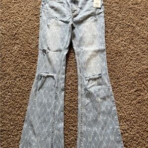 Stylish Flared Women Jeans with Butterflys